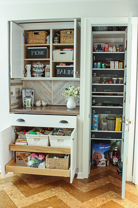 Pantry with Coffee Bar and Hidden Wine Storage | Pretty Handy Girl