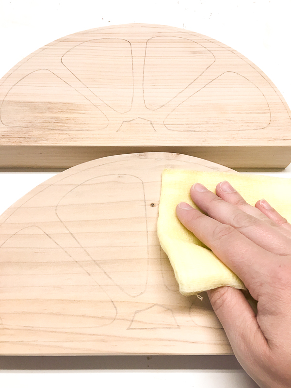 Remove any dust with the tack cloth so the paint will adhere properly.