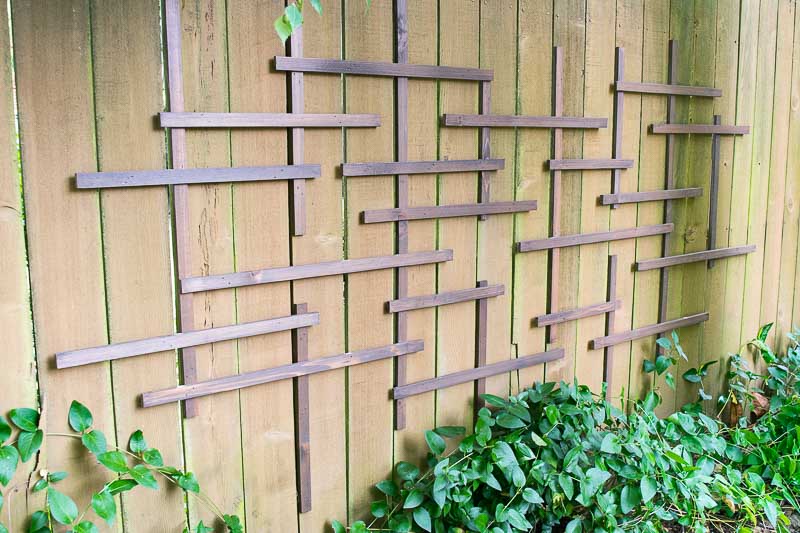 This fence trellis provides visual interest in winter, and a spot for climbing vines in the summer!