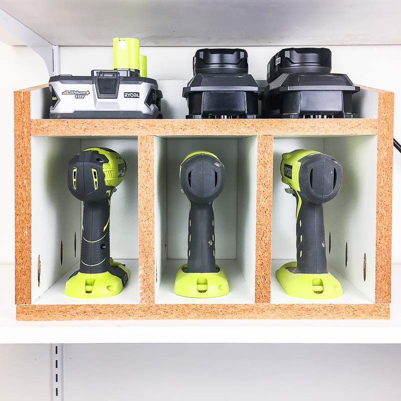 This cordless drill storage box makes it easy to grab your tools and get to work!