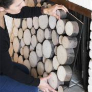 Wood Slice Fireplace Draft Stopper