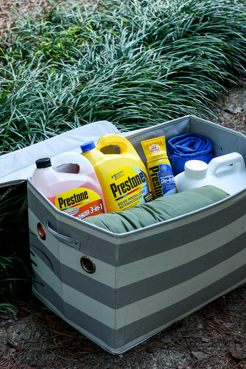 Emergency Kit in Striped Bin