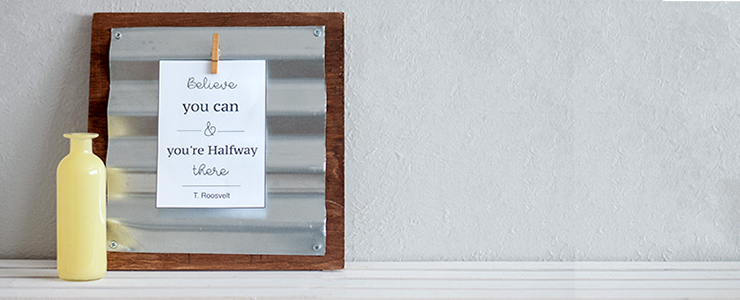 Make a custom industrial display frame using corrugated metal and wood. It is an easy and quick project and makes a perfect gift too.