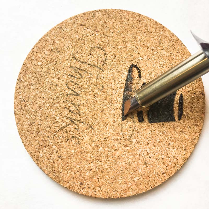 Use the flat edge of the wood burning tip to create crisp, straight lines.