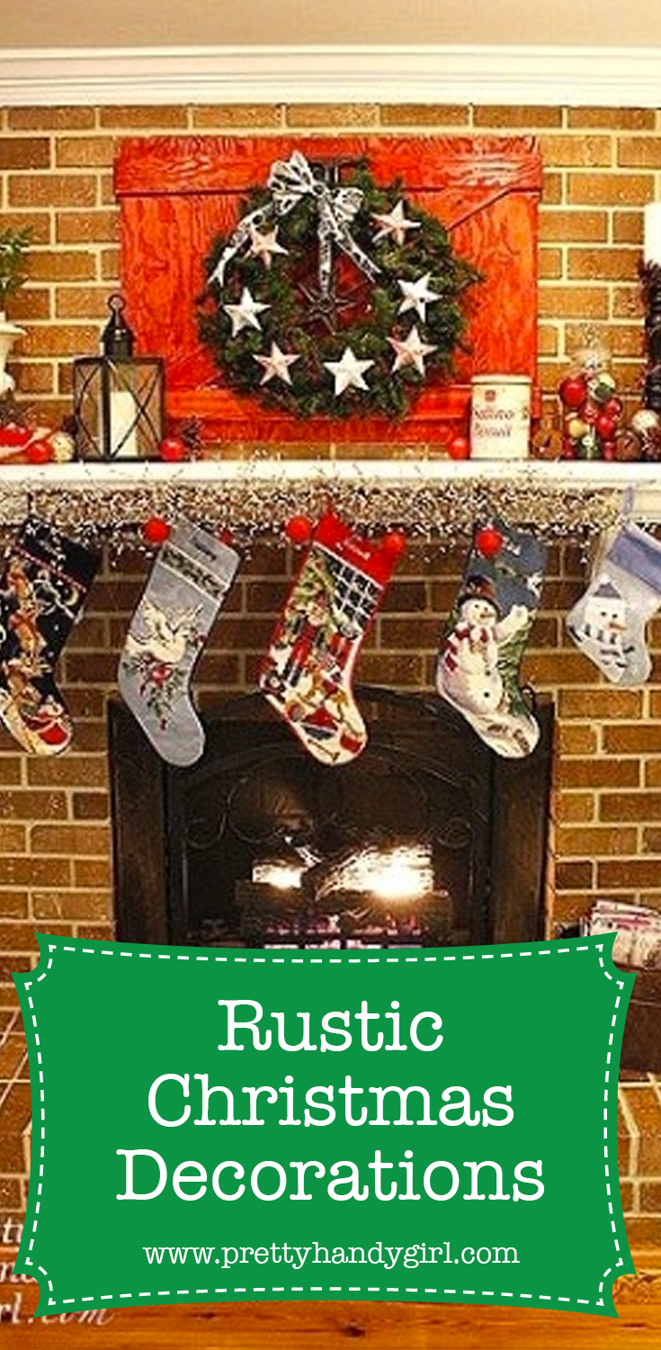 rustic christmas home decor on mantel