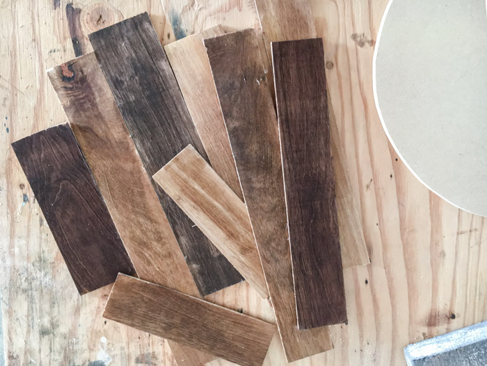 Strips of plywood for wall clock