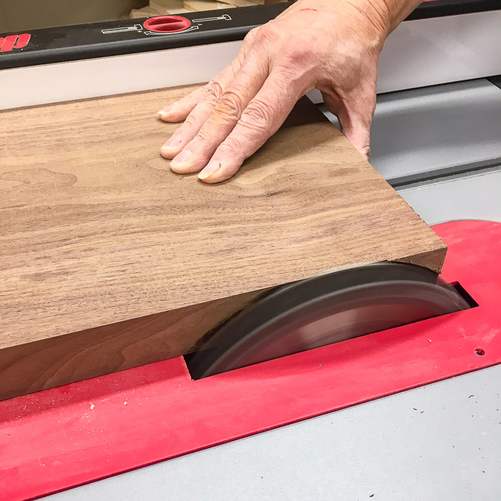 Clean up the edges of the board on the table saw.