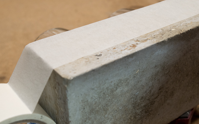 DIY Concrete Desk Organizer - use masking tape to mark where to paint