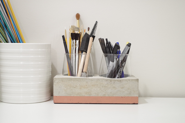 DIY Concrete Desk Organizer- finished photo horizontal