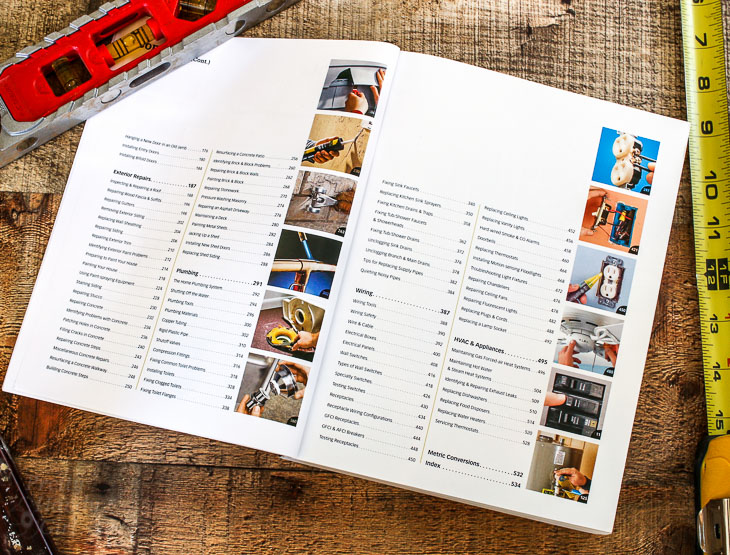 Contents of Home Repair book