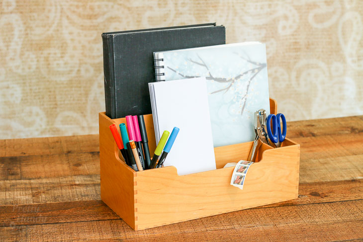 Plain wood desktop organizer