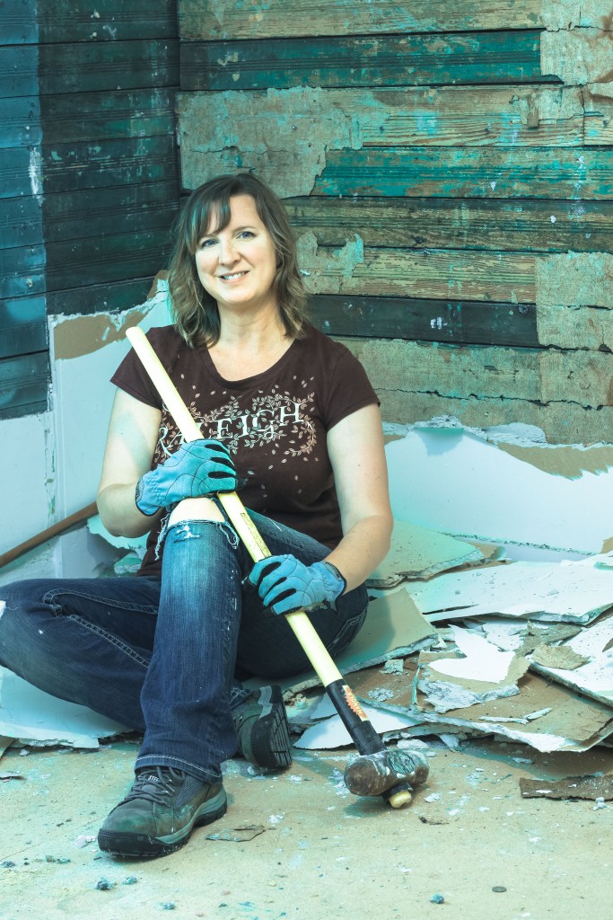pretty handy girl sledgehammer exposed bead board