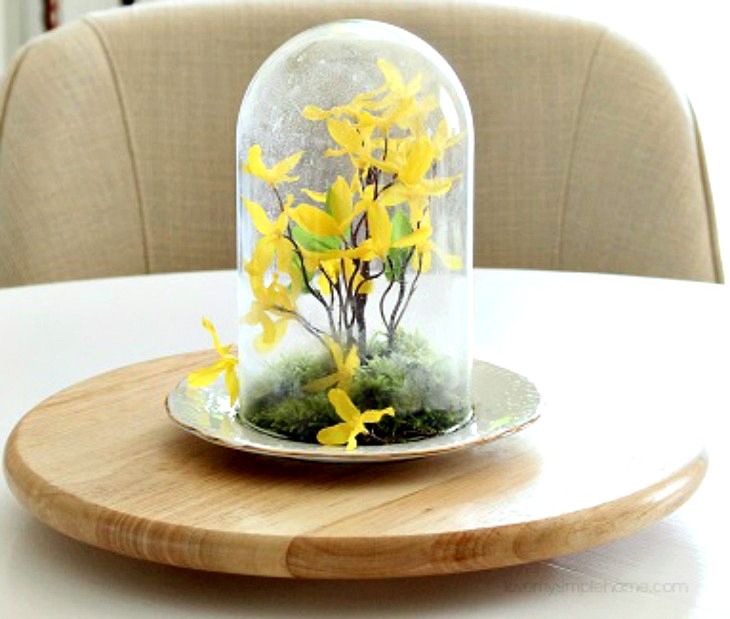 DIY Spring Decor Cloche table centerpiece