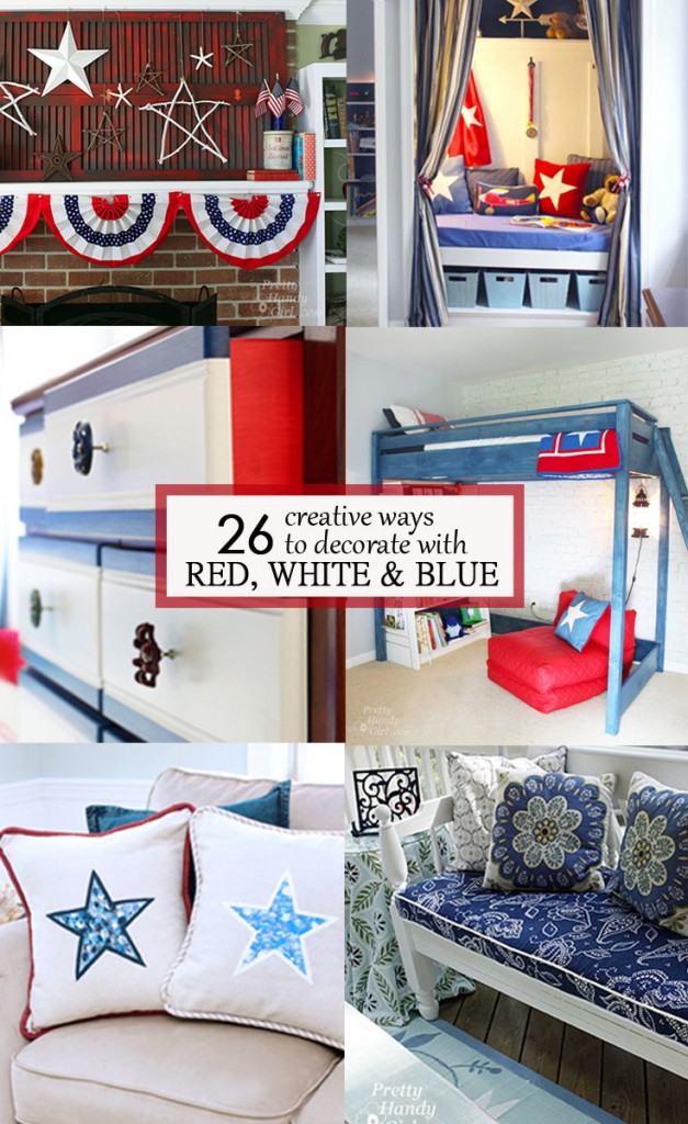 Check out these 26 creative ways to decorate with Red, White and Blue for some inspiration for bold and bright home decor.