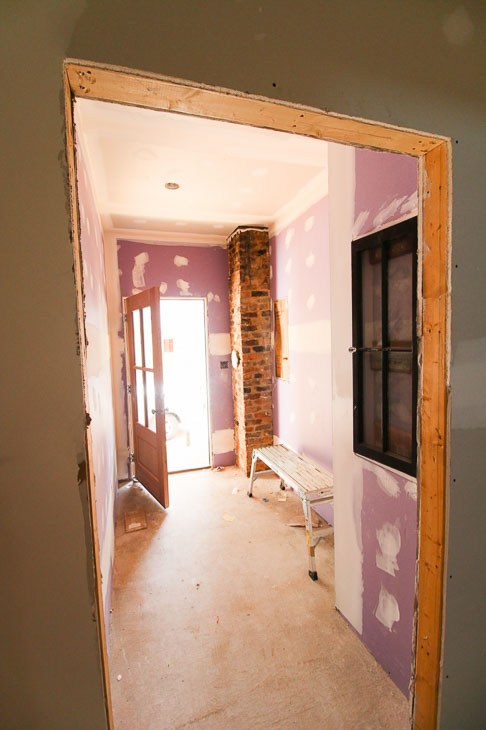 hi-abuse drywall in mudroom