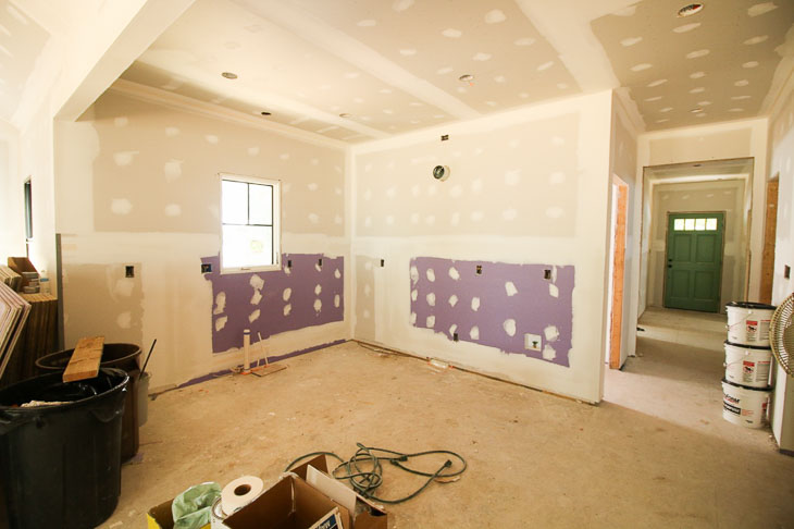 kitchen purple drywall