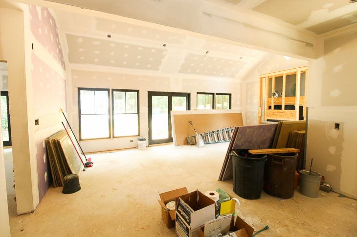 drywall installed in living room