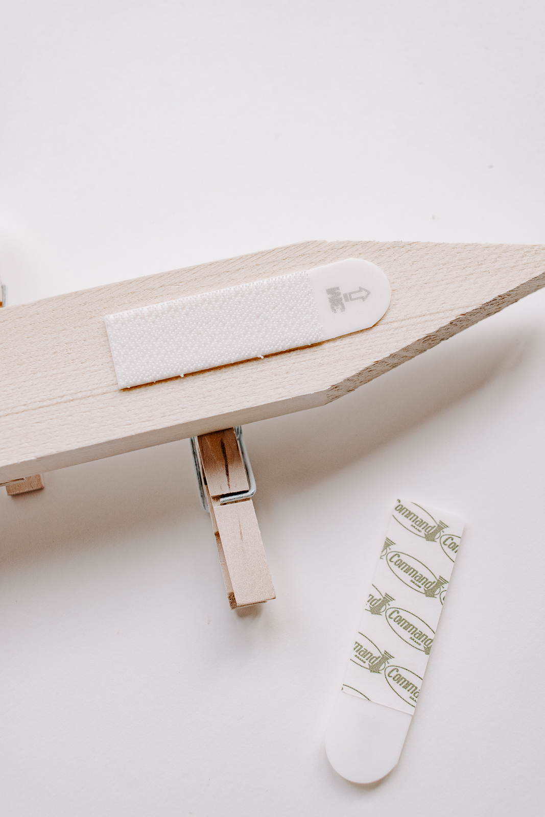 add 3m command strips to back of diy wood wall organizer