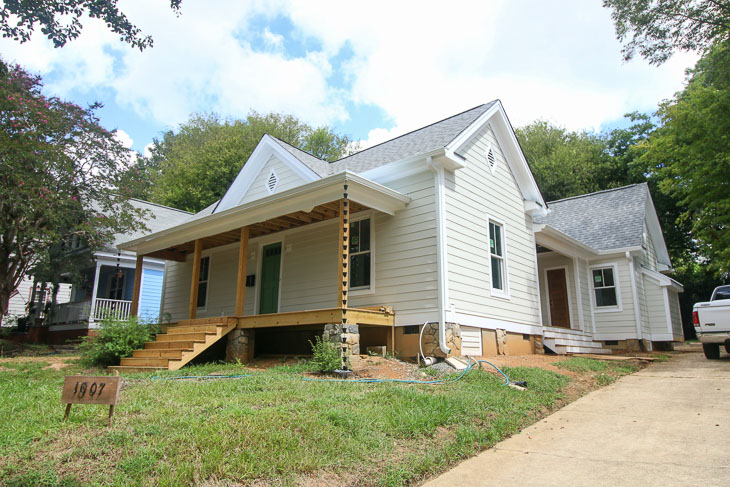 no landscaping, saving etta house under construction