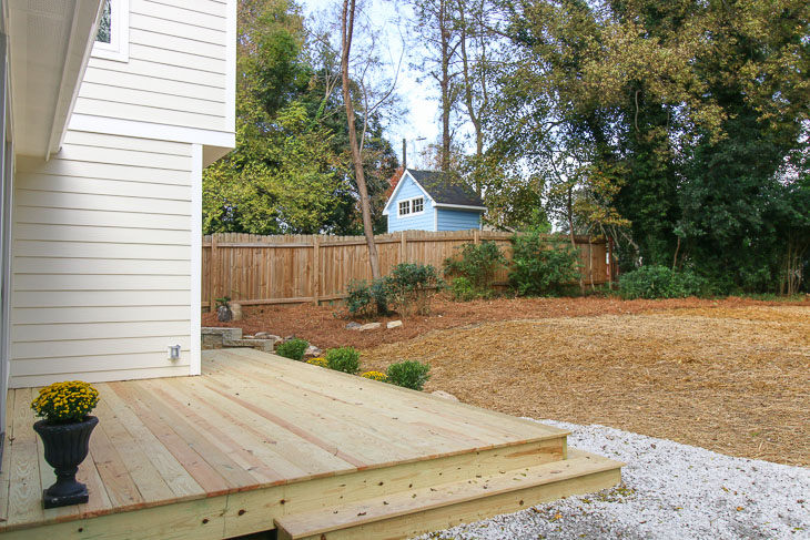 backyard after transformation view toward privacy fence