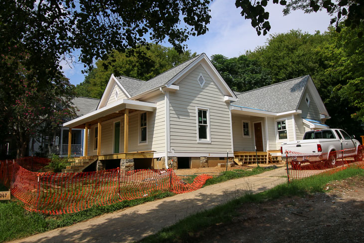 dirt yard around house under construction