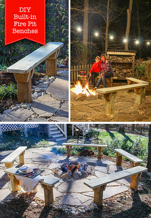 DIY Built In Fire Pit Benches