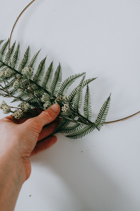 Arrange your Greenery and Florals on your Hoop Prior to Attaching