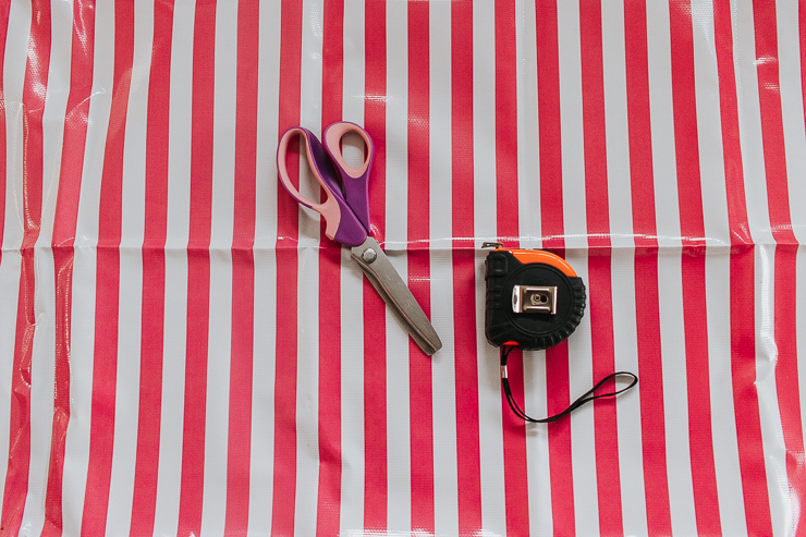 Gather materials needed to make oilcloth drink coasters