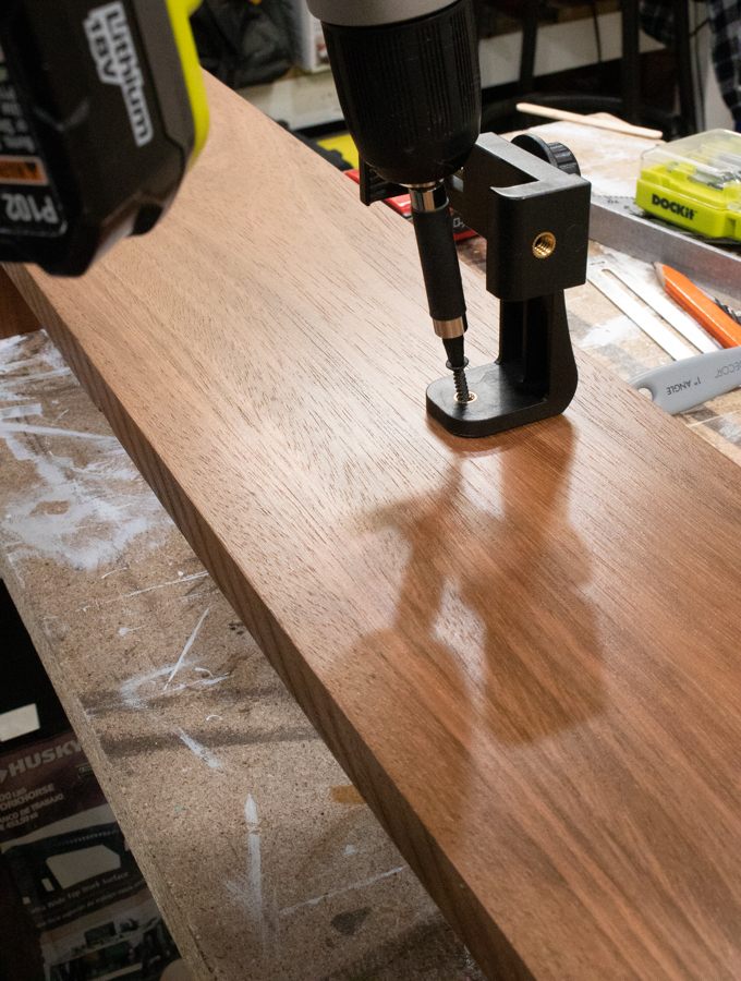 drill tripod phone holder to DIY bath tray