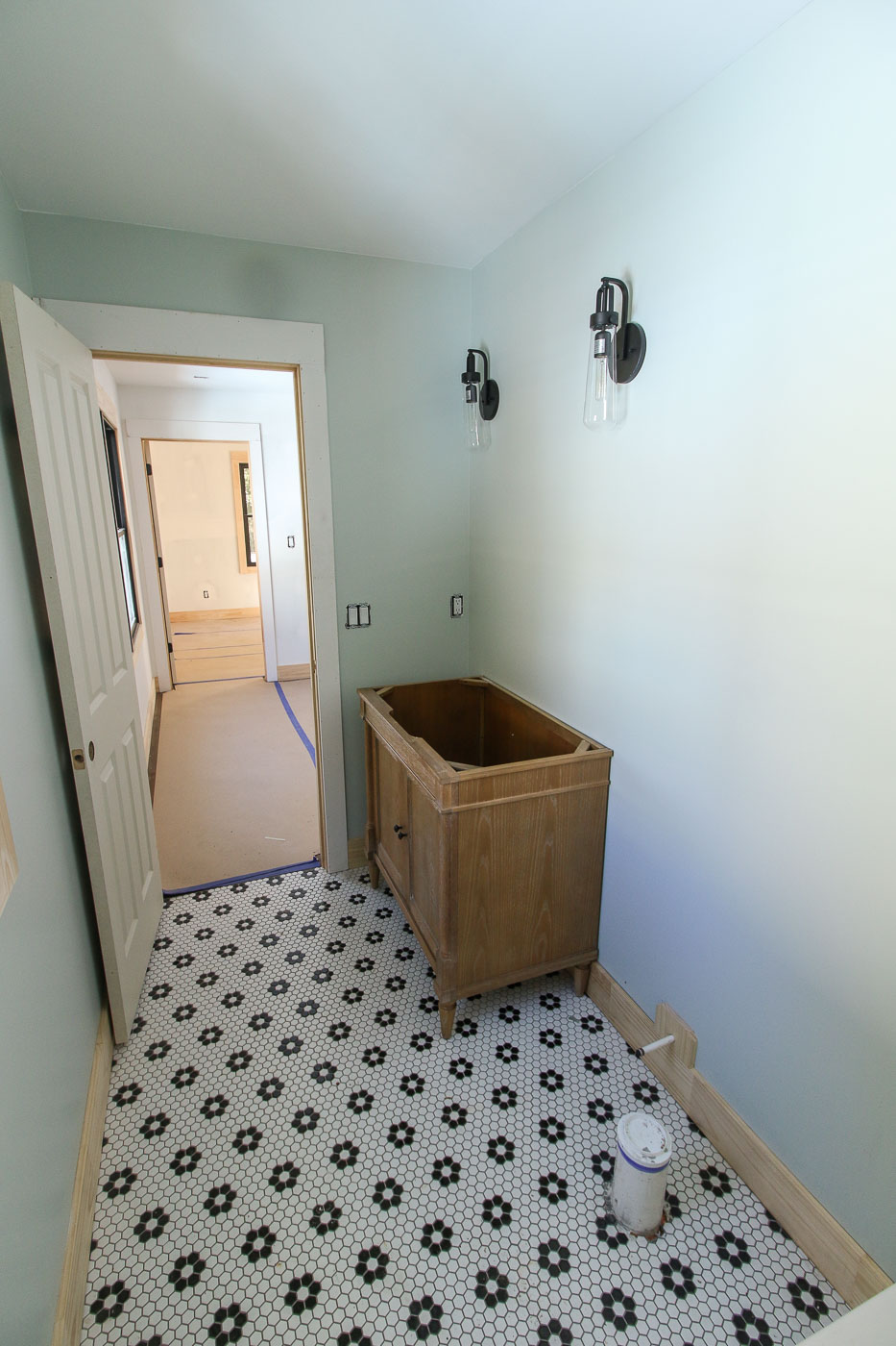 Installing vanity in upstairs bathroom