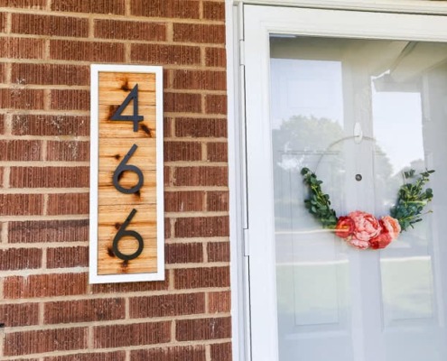 DIY cedar house number sign