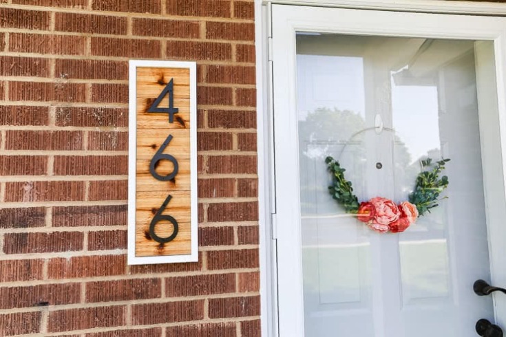 DIY cedar house number sign