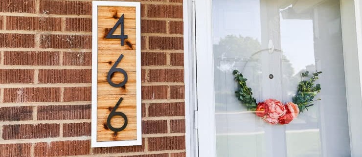 DIY cedar house number sign