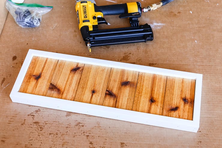 cedar and white trim for house number sign
