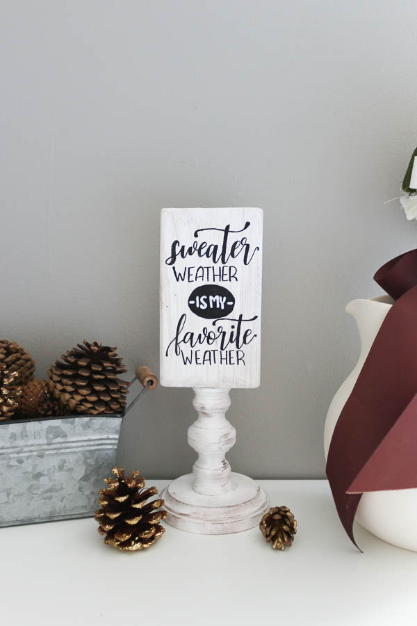 Finished Sweater Weather side on reversible wooden sign