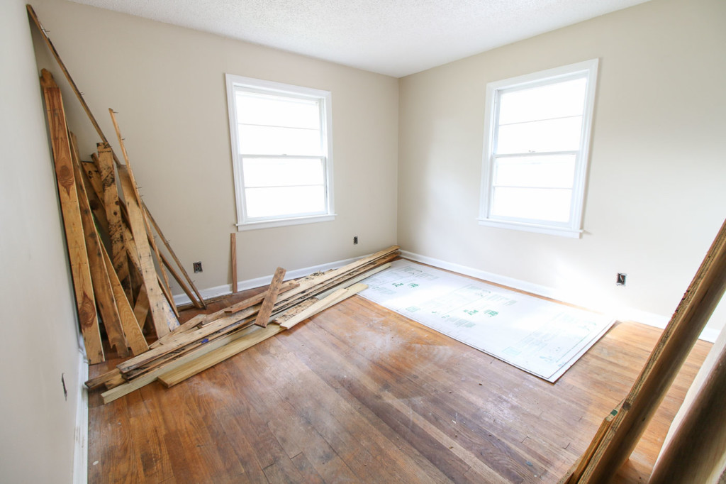 salvaged materials in back bedroom
