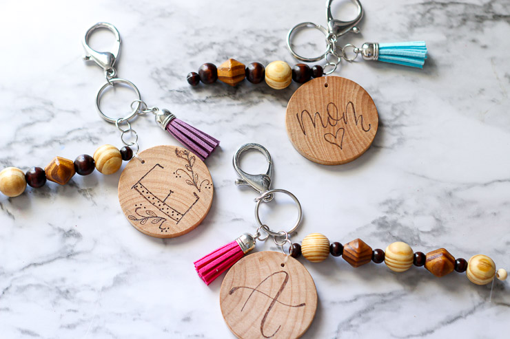 Wood burned personalized keychains