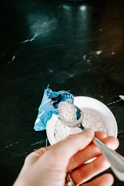 Fill Fabric Pockets with Rice