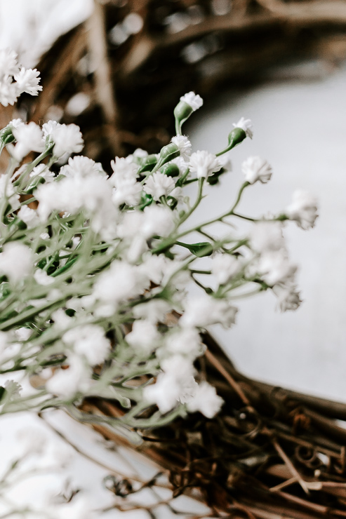 Close up of Faux Baby's Breath Floral