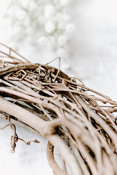 Close up of a grapevine wreath