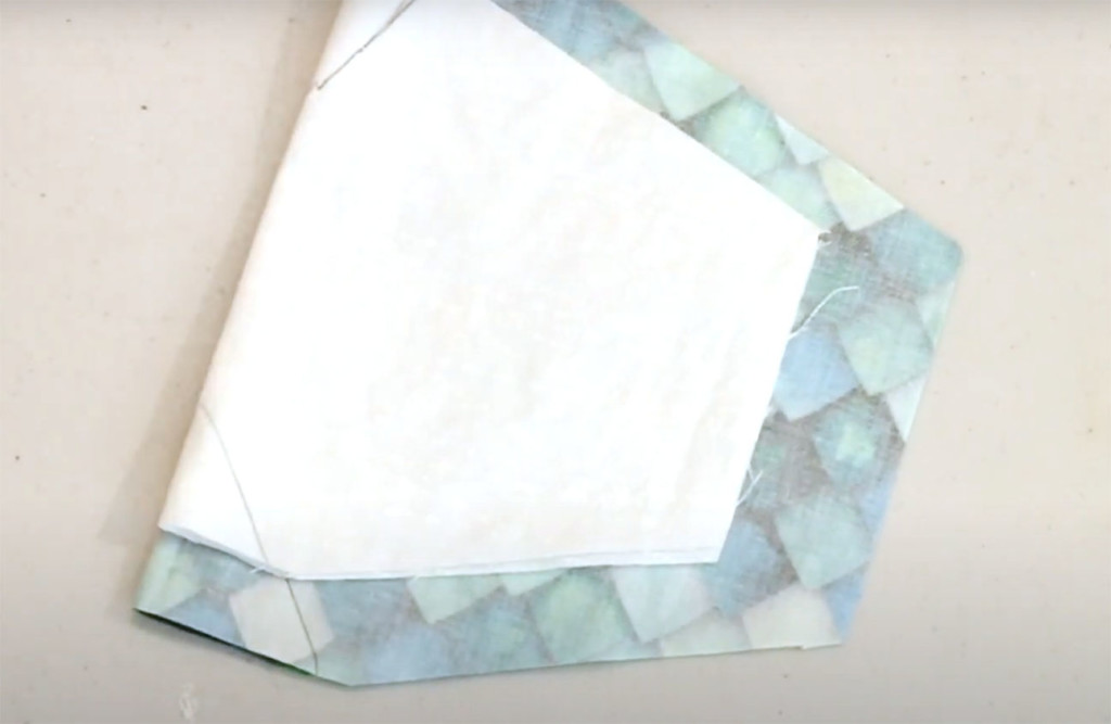 liner mask material stacked on top of outside mask material