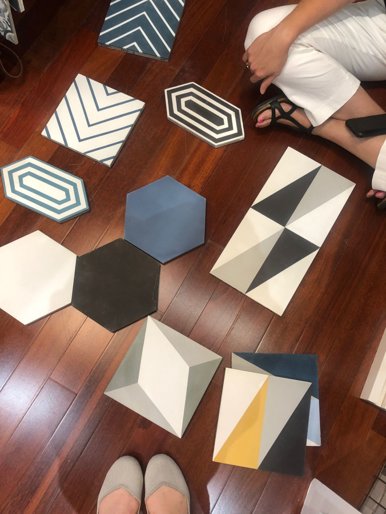 Variety of tiles on the floor