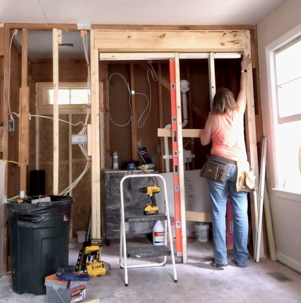Pretty Handy Girl installing pocket door kit