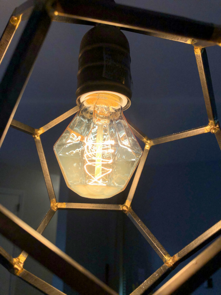 gem shaped vintage light bulb in Rocklyn pendant