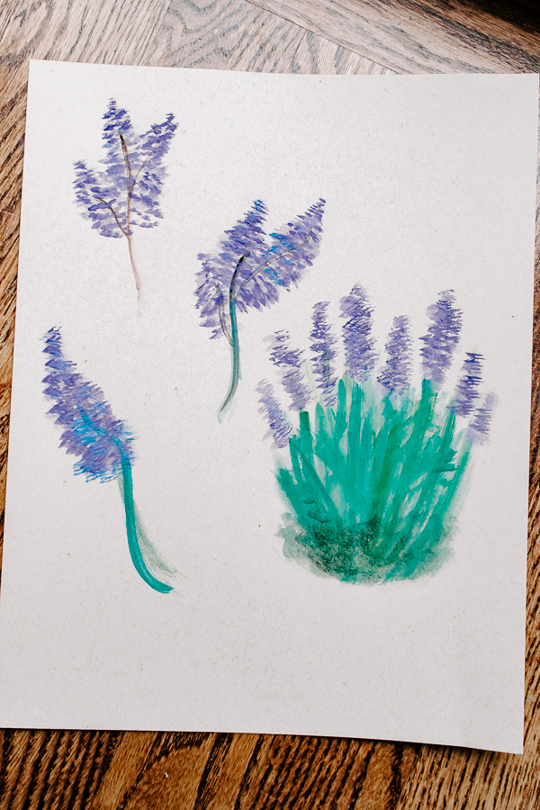 Your finished watercolor painted lavender plants!
