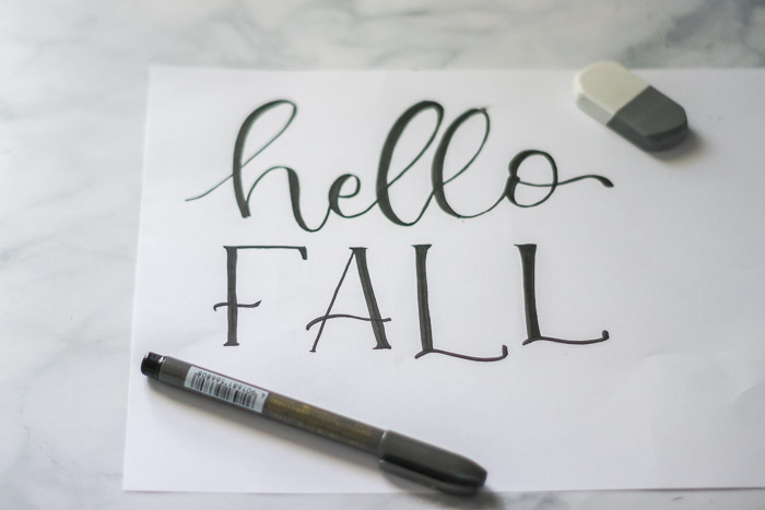 "hello fall" hand-lettered design