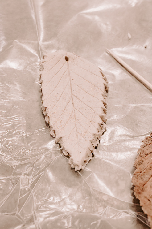 close up view of clay leaf