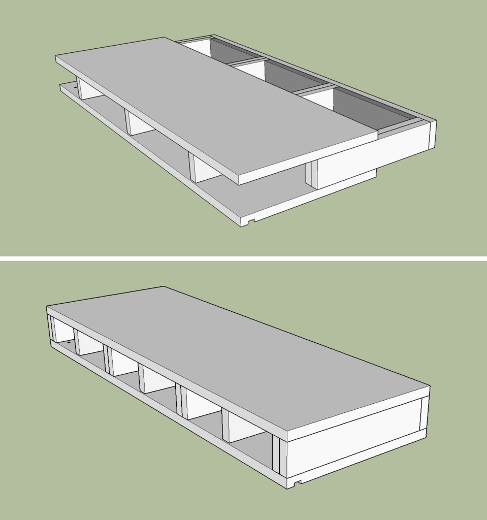 slide shelving over wall-mounted supports