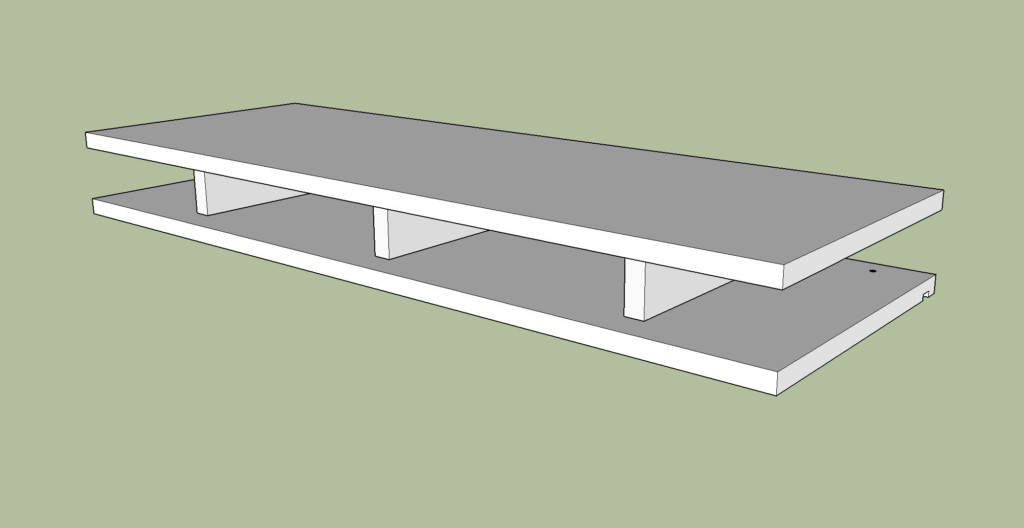 assembled top bottom shelf pieces