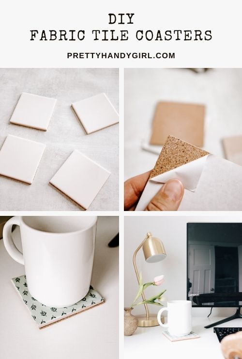 DIY fabric tile coasters